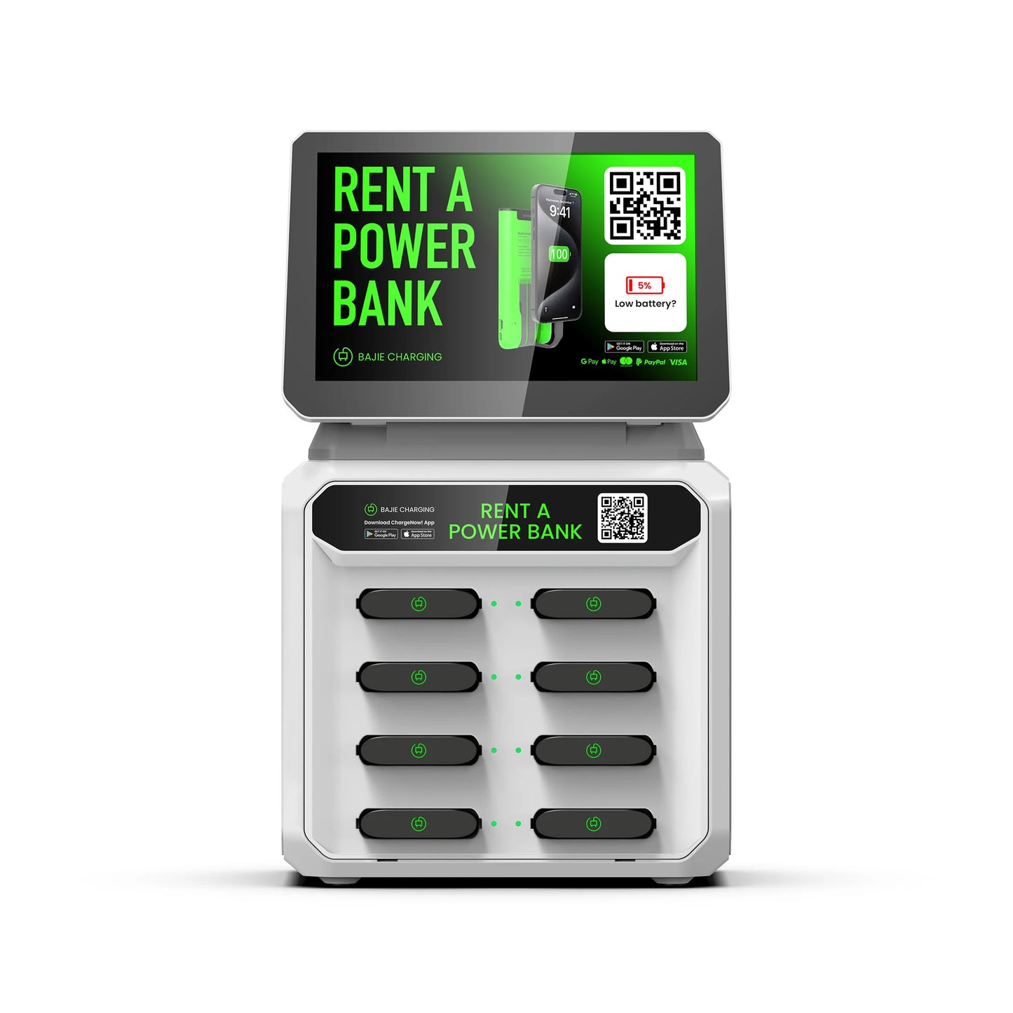 Power Bank 6000Mah Power Charger With 8 Slots and Phone Charging Station Overcurrent Protection 60W Solar Powered Kiosk Rental