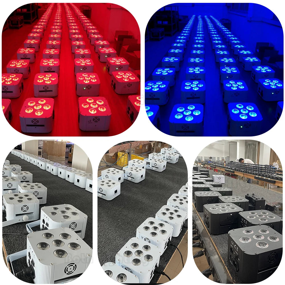 4pcs Battery Operated Light Fixtures Remote & Wifi Control Led Uplight 6X18w RGBWA UV Wireless Led Par Can