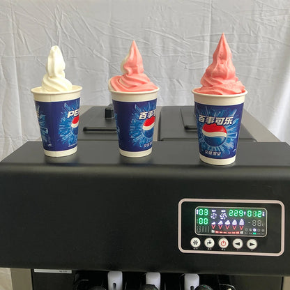 30~40L 3 Flavor Commercial Stainless Steel American Soft Serve Ice Cream Machine with Milk & Water