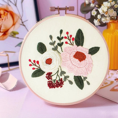 Factory DIY Flowers Practice Embroidery Set for Beginners Semi Finished Handmade Cross Stitch Decoration Crafts