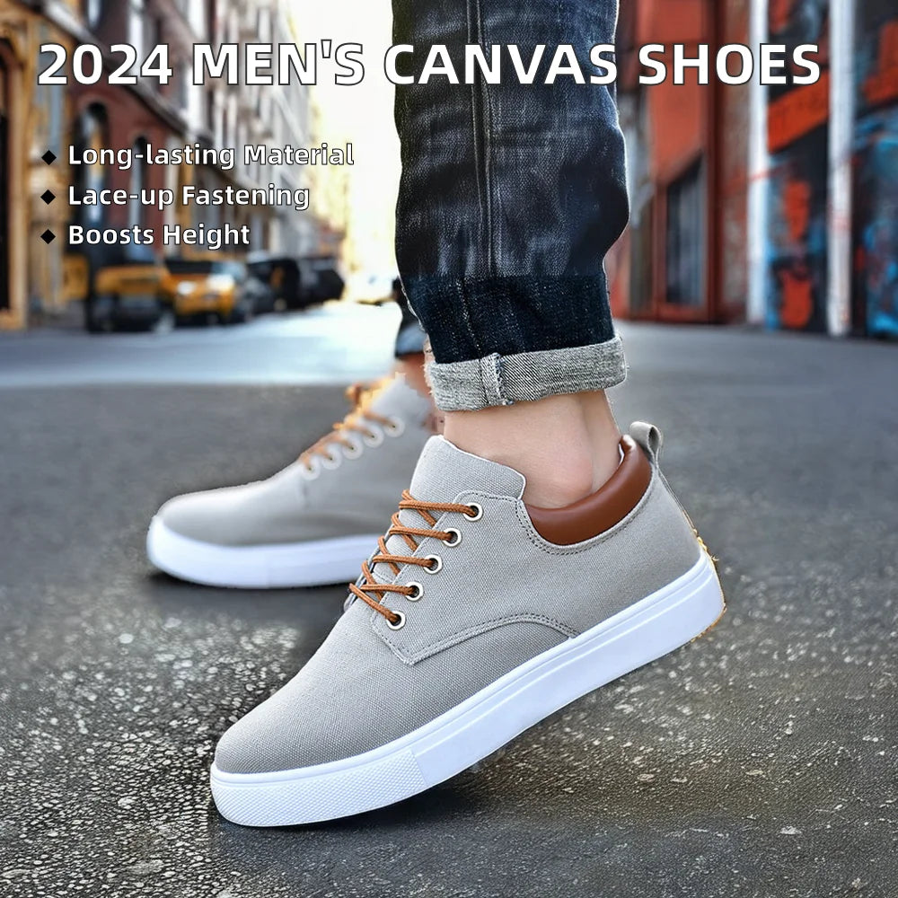 Shoes Men New Style 2024 Walking Shoes Casual Canvas Plus Size 48 Board Height Increasing Shoes