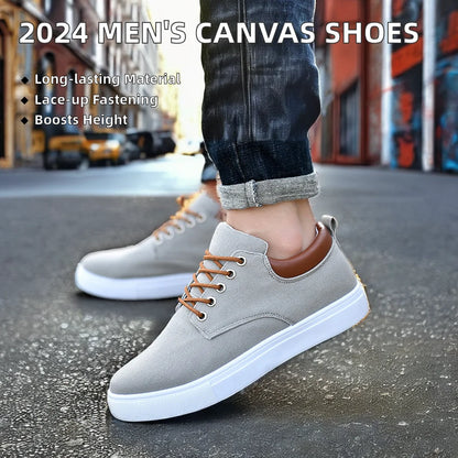 Shoes Men New Style 2024 Walking Shoes Casual Canvas Plus Size 48 Board Height Increasing Shoes