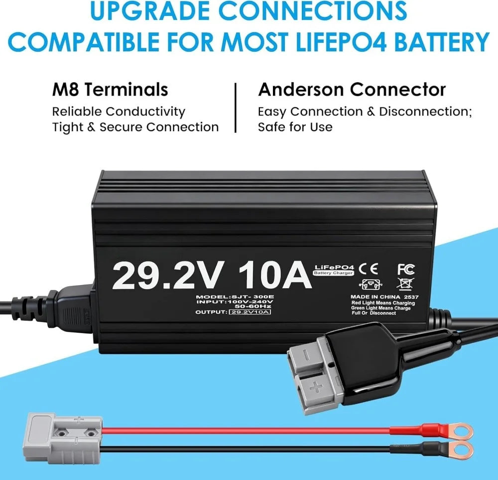 29.2V 10A Lifepo4 Lithium Battery Charger for Bike Scooter Motorcycle RV 8S 24V 25.6V Lipo Li-ion Lifepo4 Battery Charger
