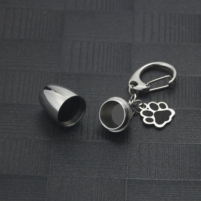 Silver Waterproof Cremation Pet Urns Keychain Cylinder Cat Dog Urn for Pet Ashes Cremation Keepsake Memorial Ashes Jewelry Pend