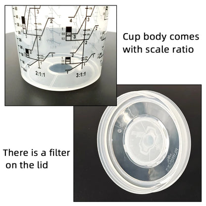 800ML  Spray Gun Disposable Gun Pot With Scale Plastic Transparent Paint Mixing Cup Disposable Measuring Cup With Adapter