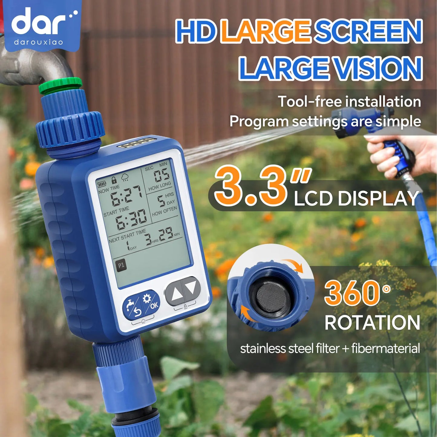 Outdoor Plastic Automatic Digital Water Timer Rain Sensor Child Clock Battery Operated Garden Irrigation System for Lawn