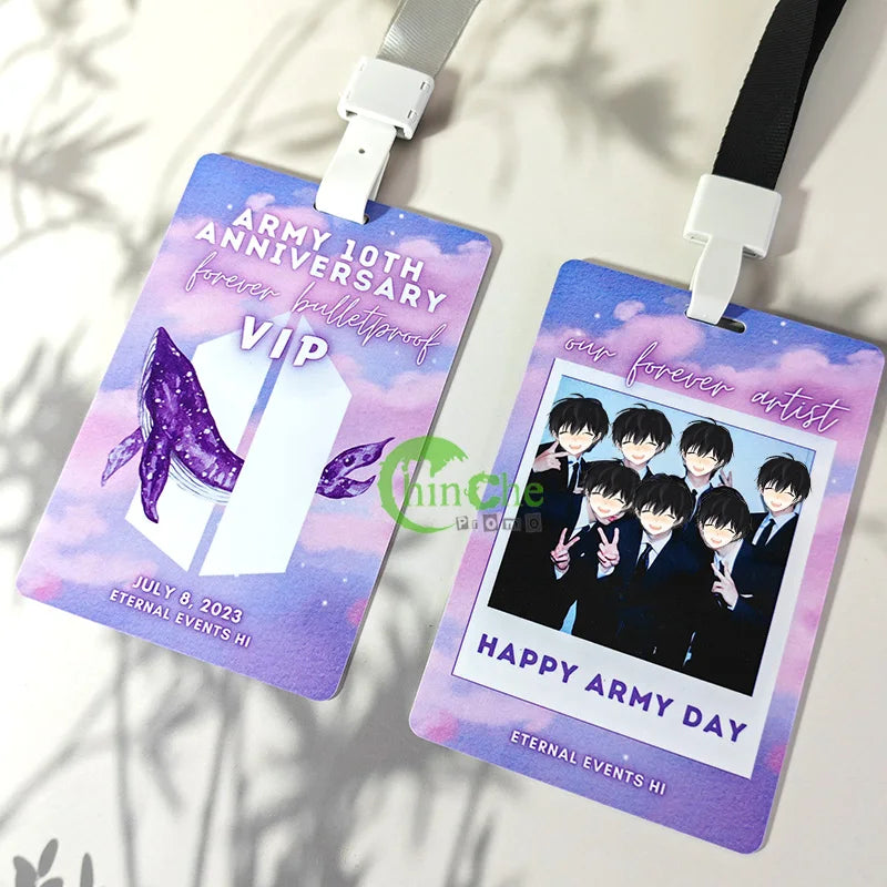 No Minimum Glossy Plastic Photo Card Laminated Celebrity Badge Custom Concert Pass Badge ID Card Holder