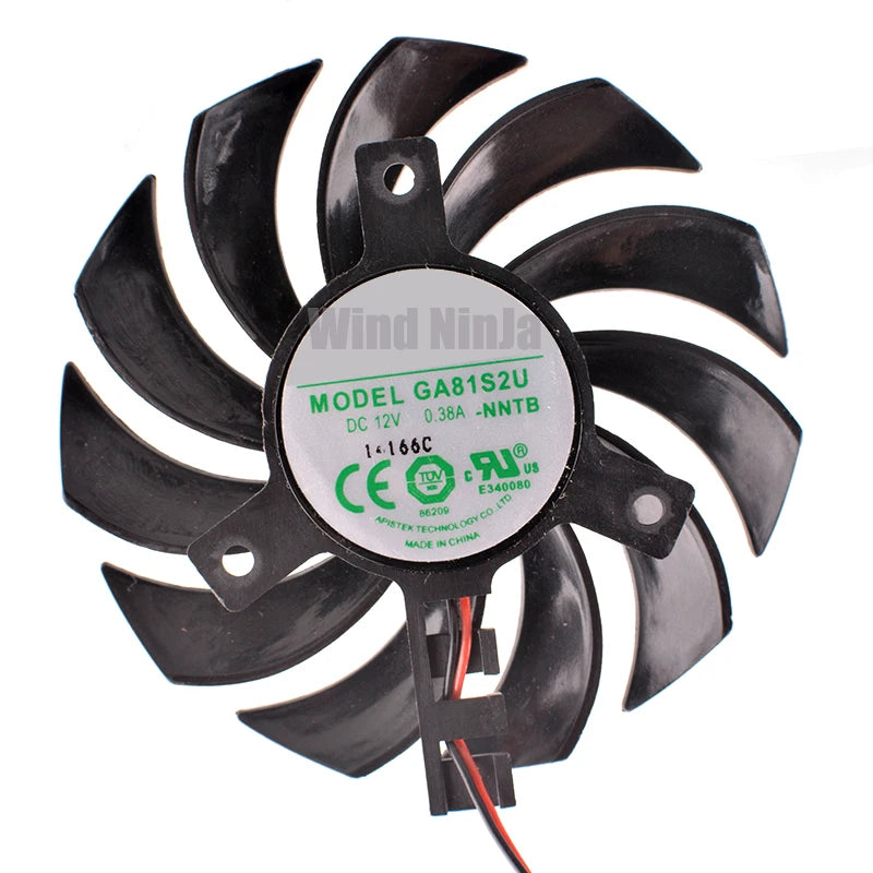 GA81S2U-NNTB DC12V 0.38A 70mm Hole Pitch 40mm Fluid Bearing 6000RPM Graphics Card Cooler Fan for GT430 GT440 GT630