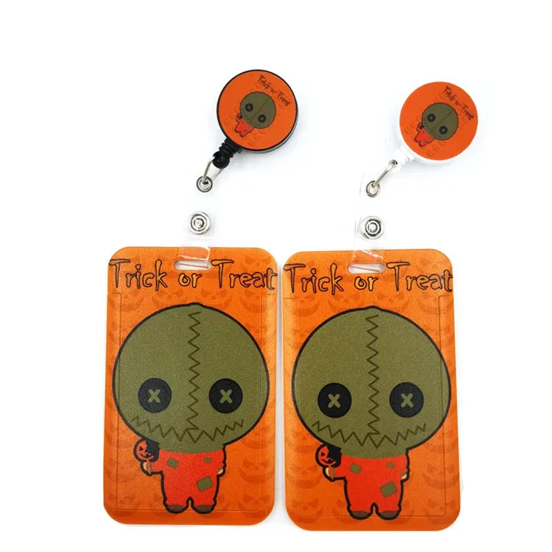 Halloween Trick R Treat Art Cartoon Anime Fashion Lanyards Bus ID Name Work Card Holder Accessories Decorations Kids Gifts