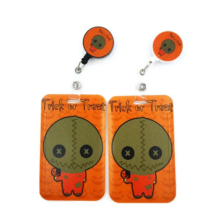 Halloween Trick R Treat Art Cartoon Anime Fashion Lanyards Bus ID Name Work Card Holder Accessories Decorations Kids Gifts