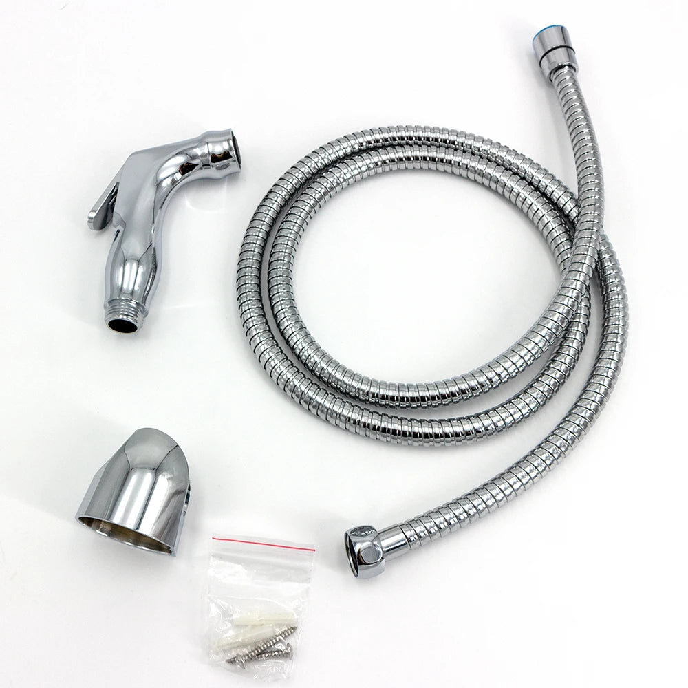 Portable Plastic Bathroom Toilet Shattaf Set for Travellers Includes Bidet Sprayer