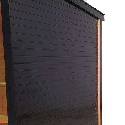 Comfortable 4 Person Outdoor Sauna Room Black Hemlock & Red Cedar Wooden  Dry Steam Sauna House with Electric Heater