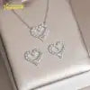 USA Warehouse Best Gift Set Iced Out Heart Earrings & Necklace Set 925 Silver VVS Moissanite Jewelry Hip Hop Stud Earrings