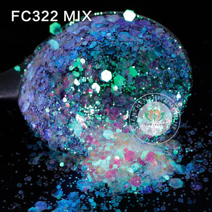 Free Samples Opal Iridescent Chunky Glitter Mix Crystal White Colors 1kg for Crafts Face Nail Art