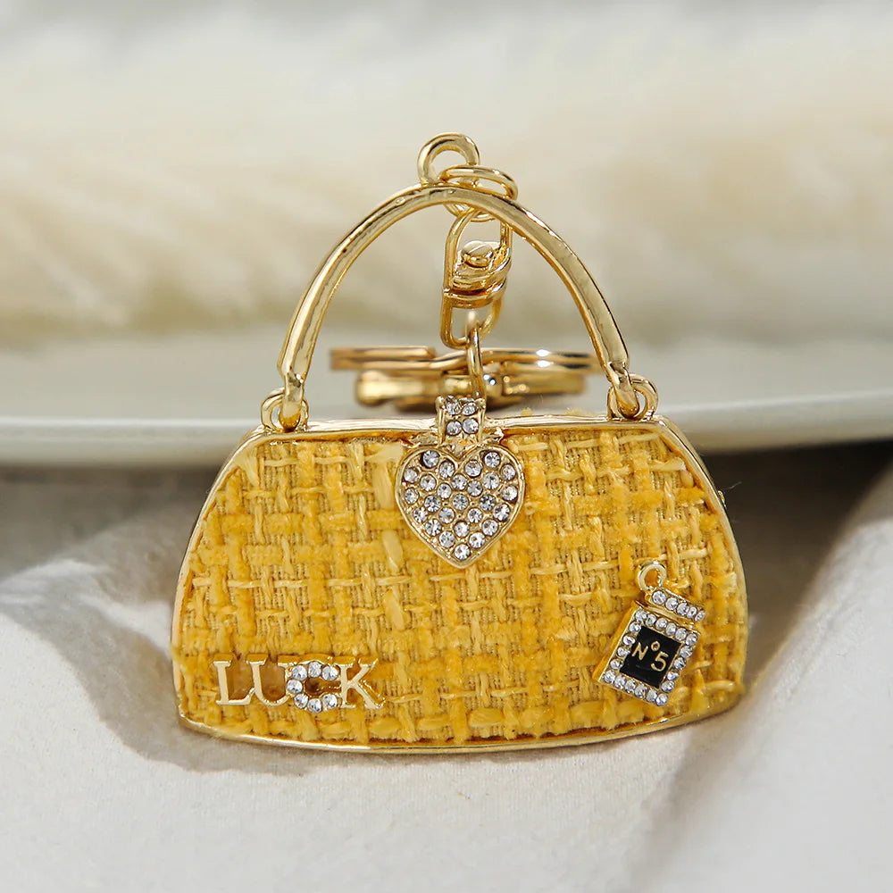 Fashion Luxury Bag Accessory Purse Bag Charm Bling Rhinestone  Car Key Chain Handbag Crystal Keyring Designer Keychains