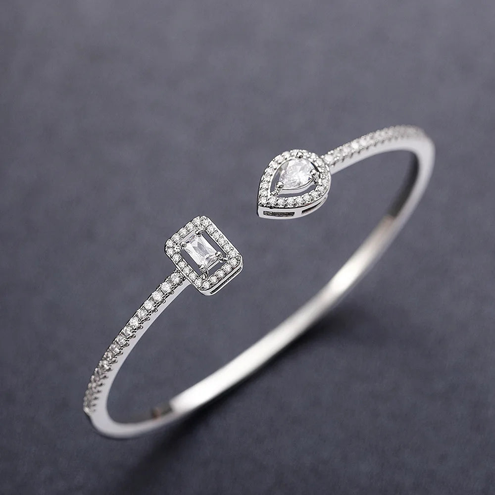 White Diamond Bracelet Emerald Cut Lab Grown Diamond Minimalist Women's Everyday Wear