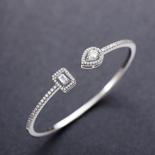 White Diamond Bracelet Emerald Cut Lab Grown Diamond Minimalist Women's Everyday Wear by PDG ibma