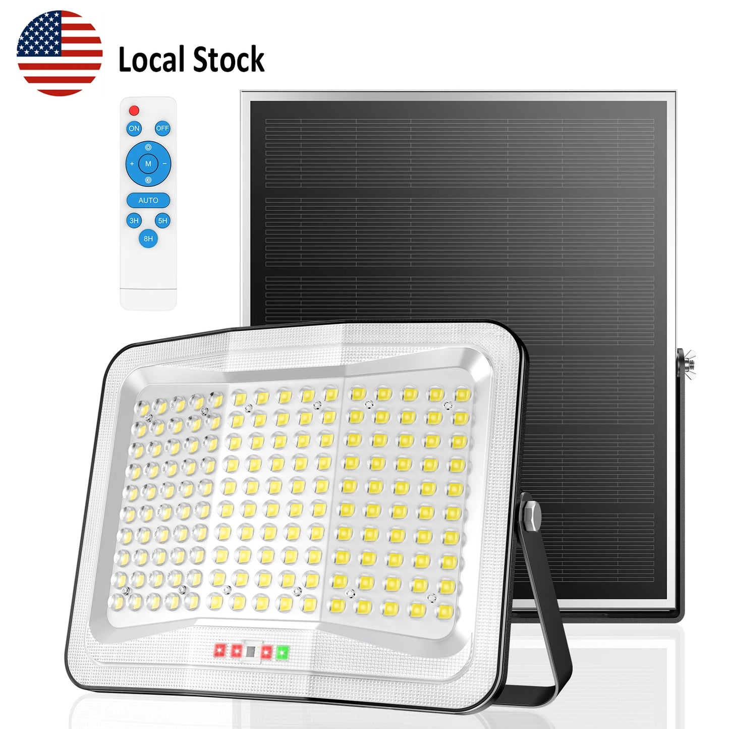 US Stock 3-Side Solar Flood Light Outdoor IP65 Motion Sensor Remote Control 150 LED High Brightness Garden Security Light
