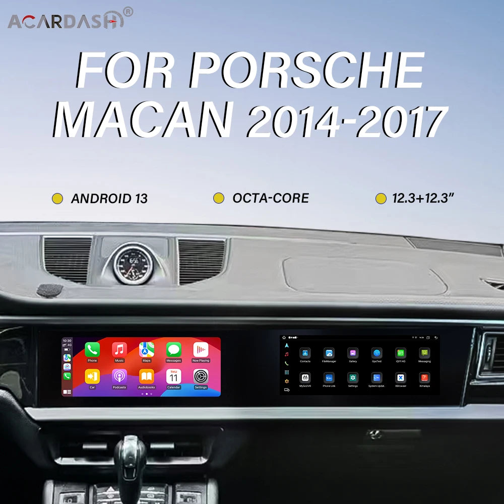 ACARDASH Dual 12.3" Touch Screen Auto Android Car Dvd Player Interactive Screen for Macan 2014-2017 PCM3.1 PCM4.0 With Carplay