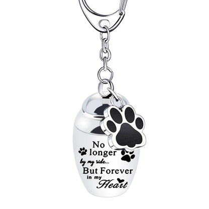 Silver Waterproof Cremation Pet Urns Keychain Cylinder Cat Dog Urn for Pet Ashes Cremation Keepsake Memorial Ashes Jewelry Pend