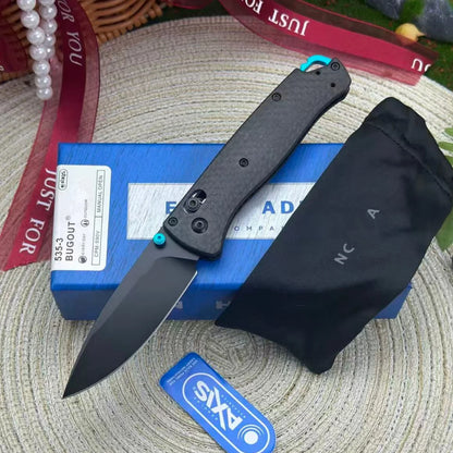 Bm535-3 Carbon Fiber China Oem Factory Stainless Steel Folding Knife for Camping and Hiking with 1 Piece Steel Blade