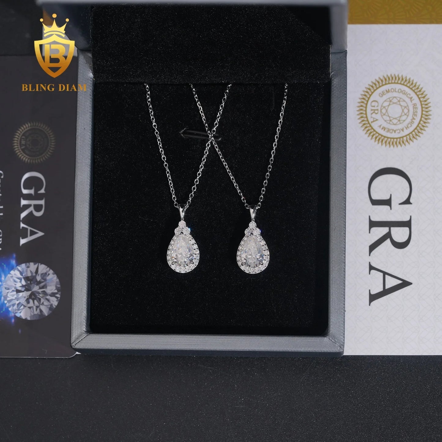 Hot Sale VVS Moissanite Iced Out Jewelry  925 Silver Waterdrop Diamond Necklace Women Pass Diamond Tester Hip Hop with GRA
