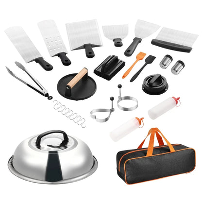 Overseas Stock Free Shipping 28 PCS Stainless Steel Griddle Accessories Kit Flat Top Grill Spatula BBQ Tools