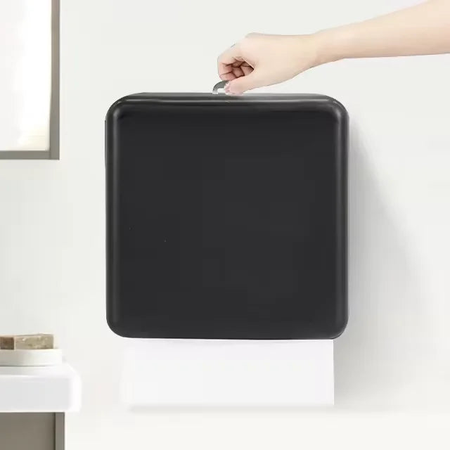 Commercial Black Folded Interleave Hand Pull Toilet Paper Towel Dispenser Wall-Mounted ABS Plastic Eco-Friendly Multifold Manual