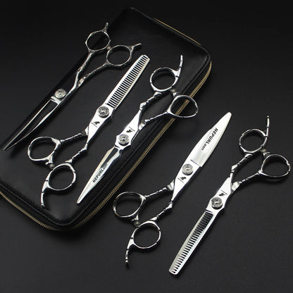 6.0 Inch FZC New Fashion Design Beauty Barber Flat Scissors Tooth 1 Set of 5 Kind of Scissors Single Hairdressing Scissor HS-860