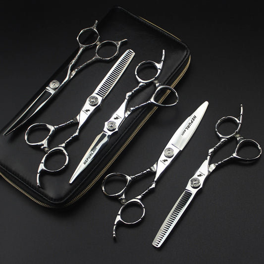 6.0 Inch FZC New Fashion Design Beauty Barber Flat Scissors Tooth 1 Set of 5 Kind of Scissors Single Hairdressing Scissor HS-860