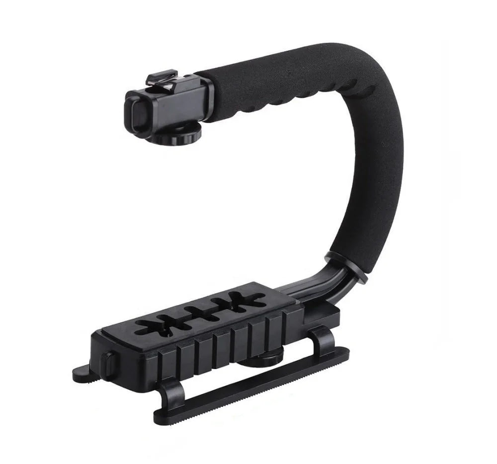 U Shape Bracket Handheld Gimbal Stabilizer for DSLR Camera Camcorder Go Pro 9 with Single Hot Shoe for Microphone Fill Light