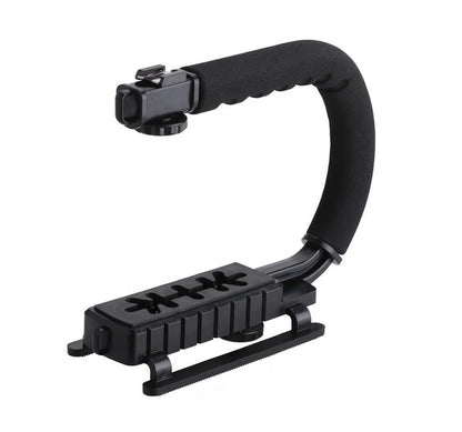 U Shape Bracket Handheld Gimbal Stabilizer for DSLR Camera Camcorder Go Pro 9 with Single Hot Shoe for Microphone Fill Light