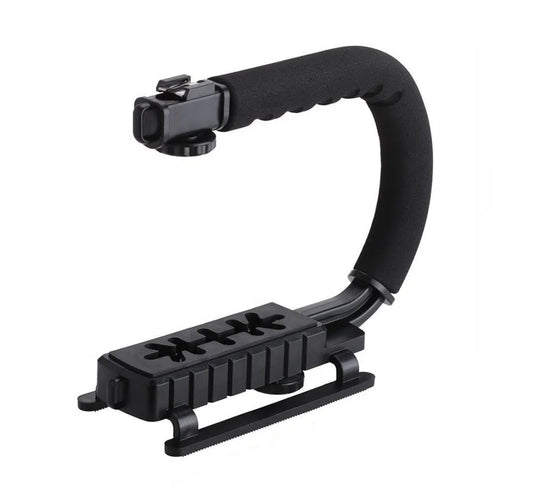 U Shape Bracket Handheld Gimbal Stabilizer for DSLR Camera Camcorder Go Pro 9 with Single Hot Shoe for Microphone Fill Light