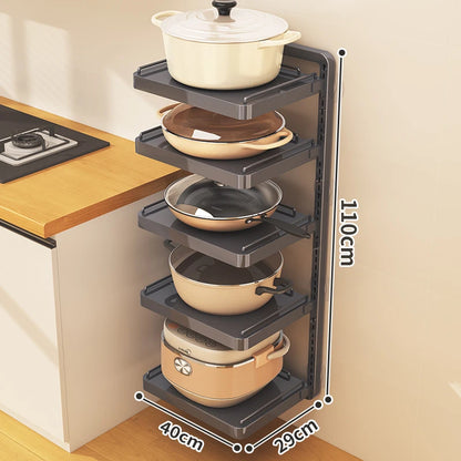 Punch-free hang Wall Vegetable Fruit Rack Kitchen Metal Storage Grill Basket Adjustable Plant Stand Pan Pot Lid Organizer Holder