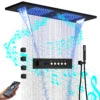 Ceiling Rain Shower Matte Black Modern LED Music Shower Set 36*12inch  Bathroom Thermostatic Digital Smart Mixed System