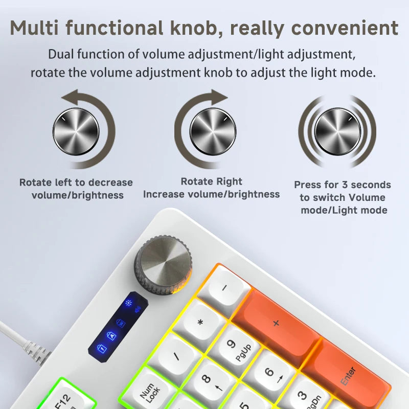 K93 New Wired Membrane RGB LED 93 Keys Mechanical USB Type C Projection Ergonomic ABS Gaming Keyboard