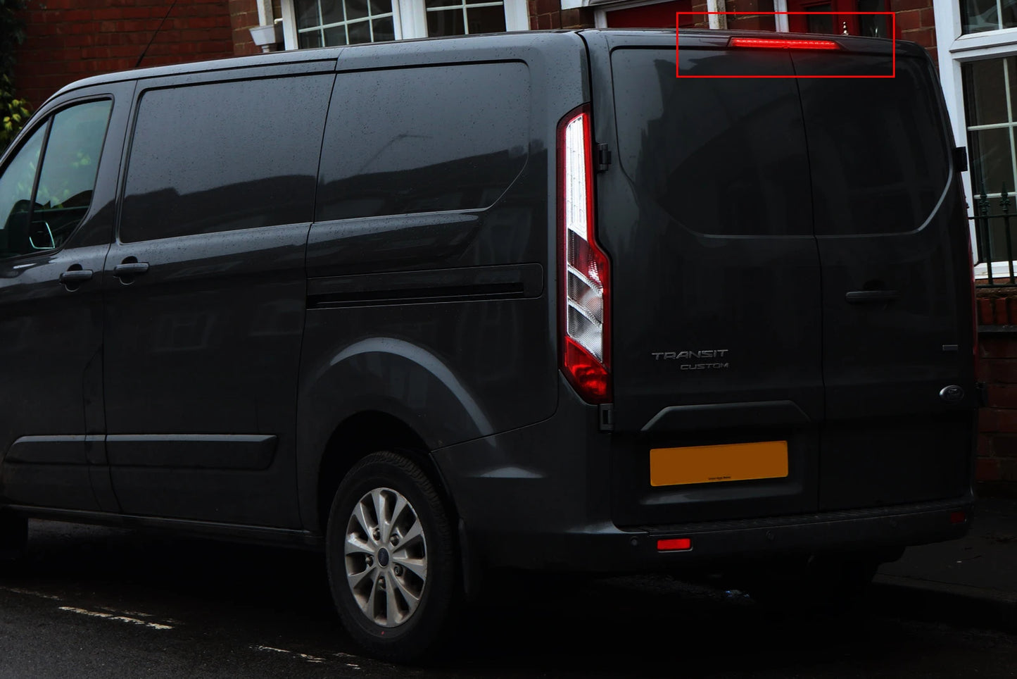 For Ford Transit MK8 Tourneo Custom 2012-up Single tailgate Third LED High Mount Level Brake Stop Light Lamp Black Lens