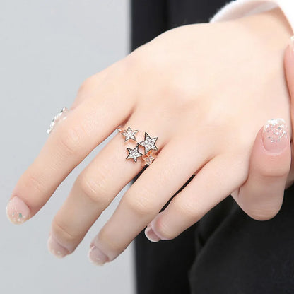F1268 Star Cluster Rings For Women Cubic Zirconia Pave Setting Fashion Jewelry Gift Ring