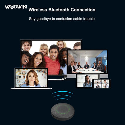 Portable Wireless USB Conference Speakerphone with 360 Voice Pickup Microphone Video Conference System for Medium-sized Rooms