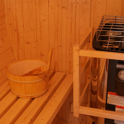 4-Person Outdoor Barrel Sauna Kit - Easy Assembly Backyard Spa in Premium White Pine
