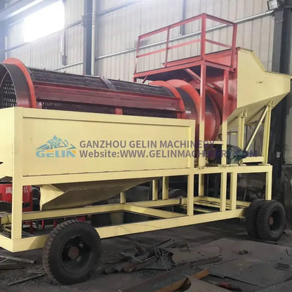 Popular Gold Separator Trommel Screen with Sluice Box Gold Mat and Water Pump