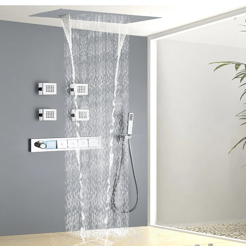 Homein Sanitary Ware, US Warehouse in Stock, Thermostatic Shower Set, Multi-function Bathroom Shower Set, Copper Material