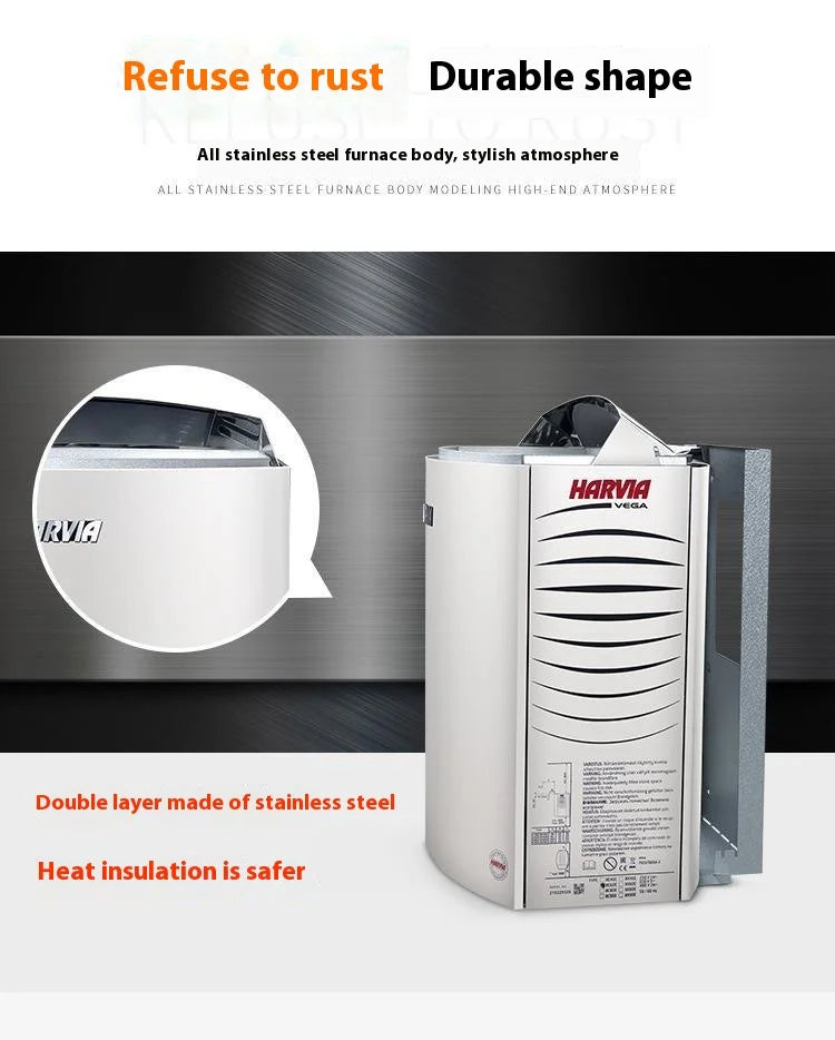 Harvia Stainless Steel Solid Spruce Wood Dry Steam Furnace Modern Design Household and Commercial Sauna Room Heating Equipment