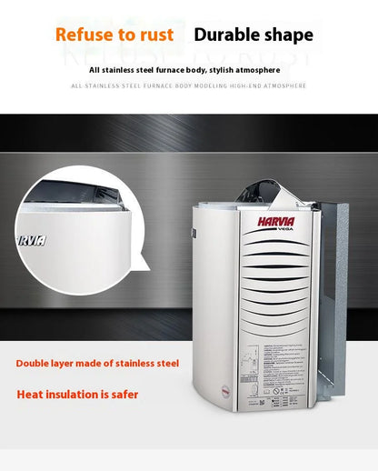 Harvia Stainless Steel Solid Spruce Wood Dry Steam Furnace Modern Design Household and Commercial Sauna Room Heating Equipment