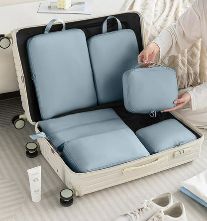 Factory 6 Pieces of Sets Portable Clothes Pouch Travel Bag Set Suitcase Organizers Packing Cubes Luggage Organizer for Travel