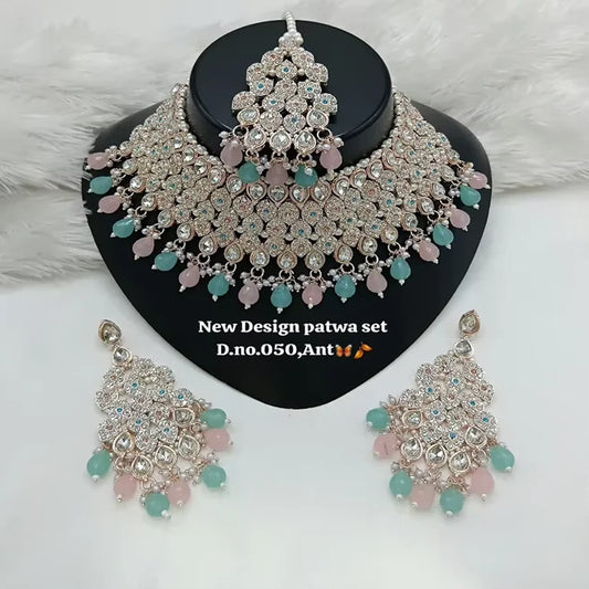 Standard Quality Trending Fancy Collection Gold Plated Kundan & Pearl with Stone Necklace Set for Women Wedding Ethnic Jewelry by PDG ibma