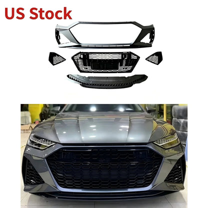 For Audi A7 S7 2019-2025 RS7 Style Front Bumper Kit with Honeycomb Grille C8 4K8 Bodykit Car Upgrade Aftermarket Parts