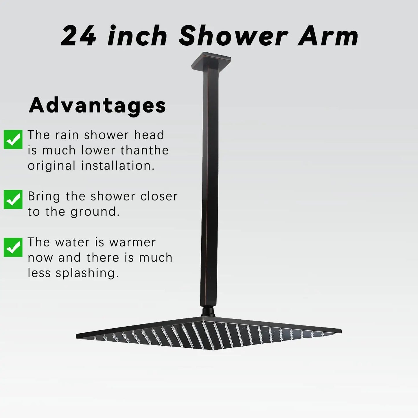 2026 Wall Mount 24 Inch Brass Square Shower Arm Thermostatic Faucets Soft Spray Brushed Surface Ceramic Valve Fixed Rain Shower