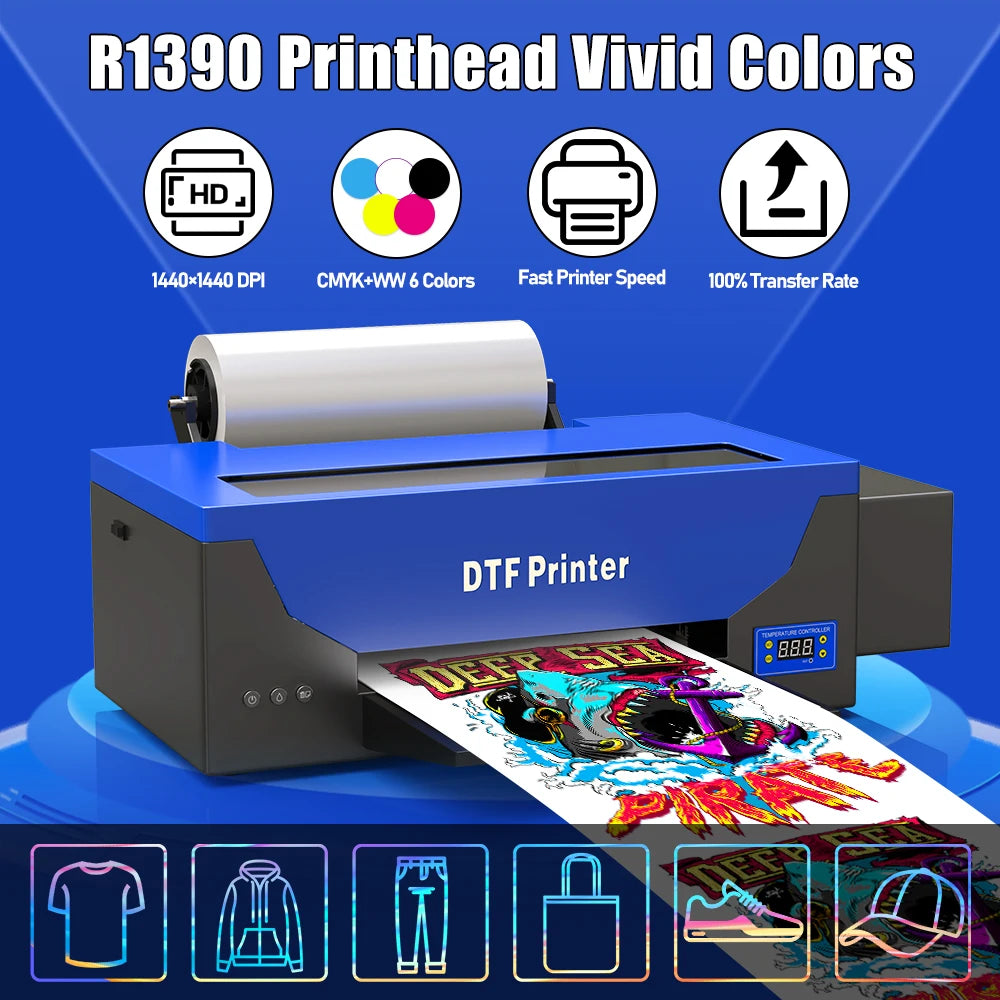 Dtf Roll A3 & Oven  t Shirt Digital Printing Machine Dtf 1390 Film Sticker Impresora Transfer Textil Dtf Printer CE Certified