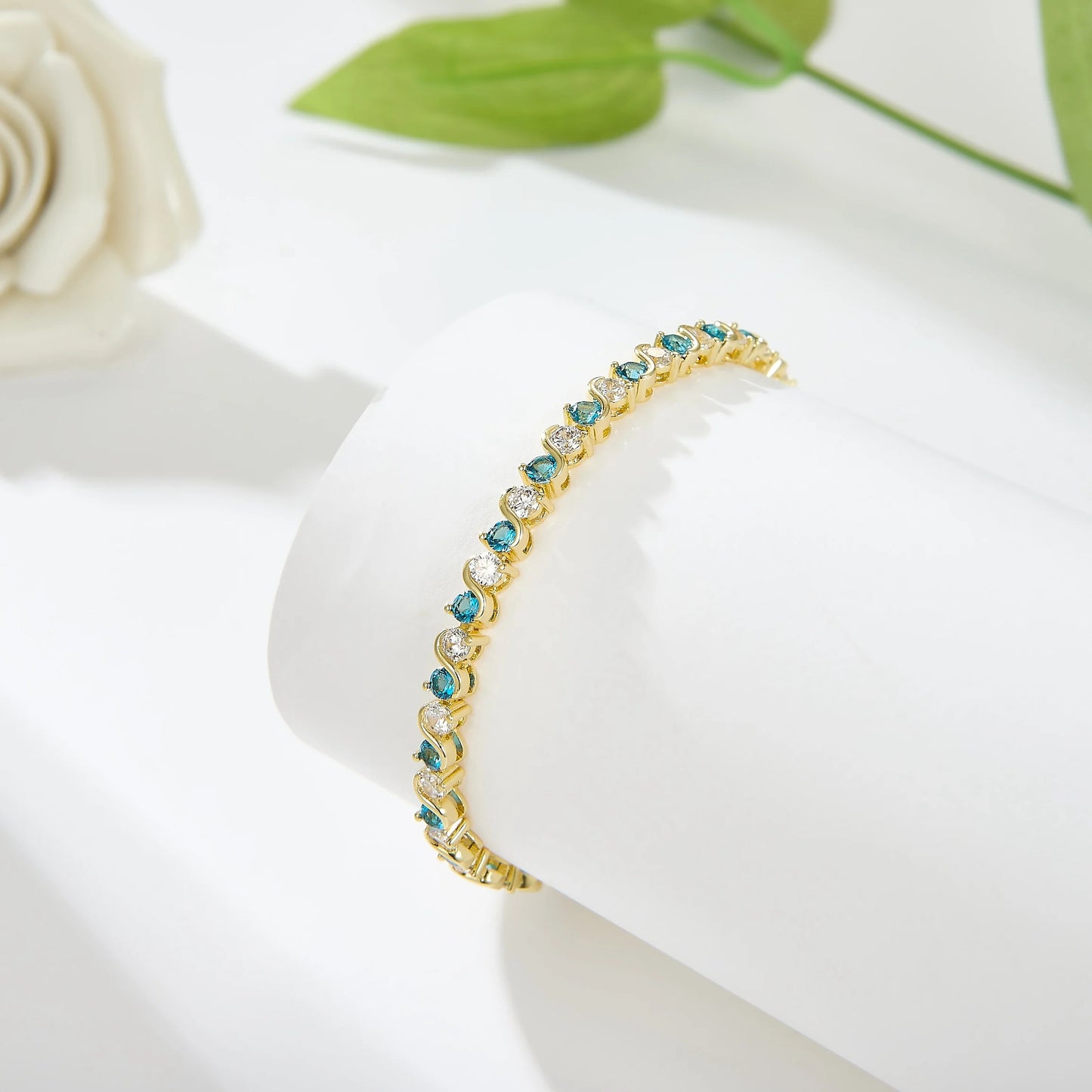 High Quality Gold Plated Chain Bracelet Women's Fashion Link Bracelet 14K Gold CZ Zirconia Color Zircon Women Tennis Bracelet